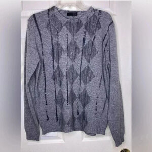 Men Vintage NANIBON Nani Bon Gray argyle Wool Blend Pullover Sweater Sz 50 Large